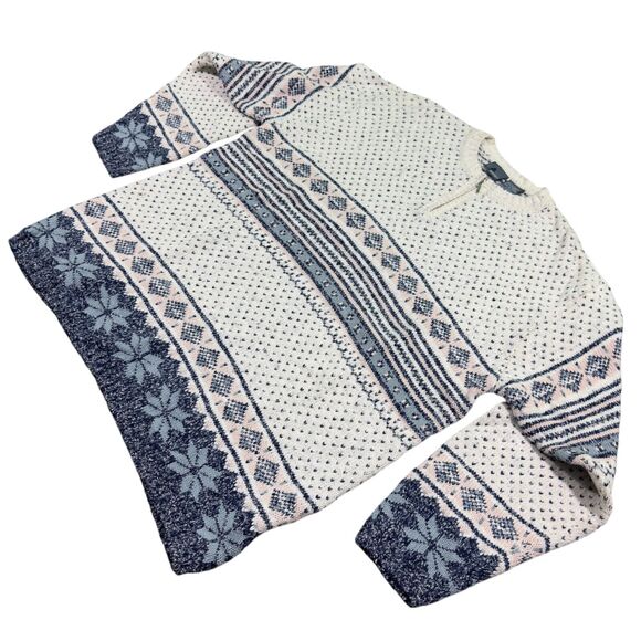 Lizwear Sweater Women's Large Ivory Knit Crew Romantic Classics 1/4 Zip Thermal - Picture 3 of 11